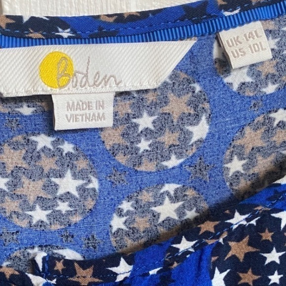 Boden Blue Cobalt Starry Ottilie Dress Waist Tie dress‎ 10L GUC - Picture 10 of 16
